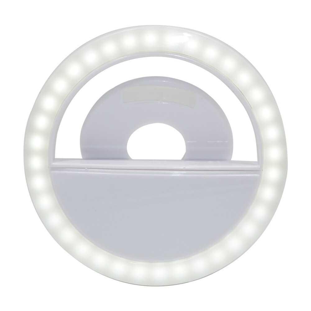 Anillo de luz LED para selfis, luz Flash Macro para iluminación de cámara de teléfono móvil, luces luminosas con Clip para iPhone 11 Pro Max: Blanco