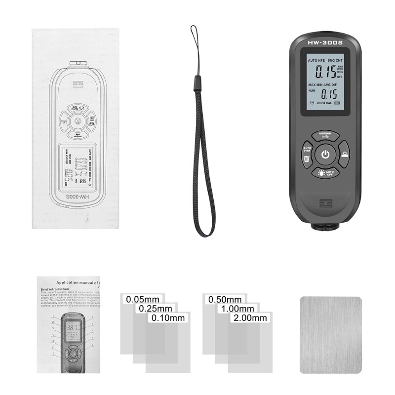L9CF Verf Diktemeter Laagdiktemeter Met Kalibratie Plaat Schilderen Diepte Gauge Verf Mil Dikte Meter: BK-H