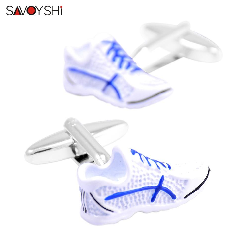 SAVOYSHI Top Enamel Cufflinks for Mens Shirt Cuff buttons Novelty Basketball Shoes Cuff link Special Free Engraving