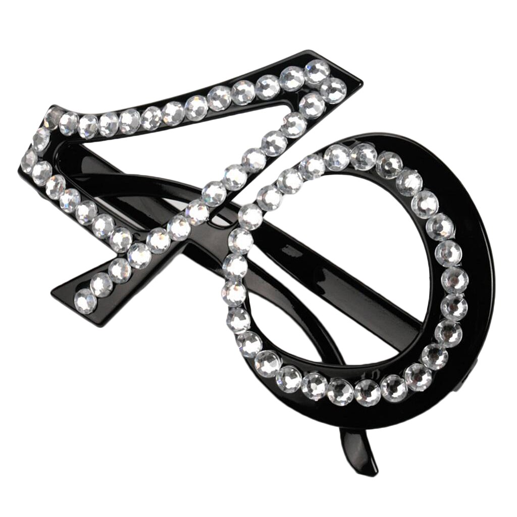 30th 40th 50th 60th Grappige Glitter Diamante Verjaardagsfeestje Bril Plastic Frame Eyewear Accessoires: Black 40