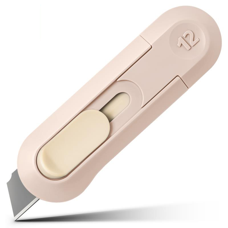1pcs Mini Knife Portable Utility Knife Retractable Box Cutters Razor Blades Auto Lock for Home Office Supplies Cuting Knife Tool: WHITE