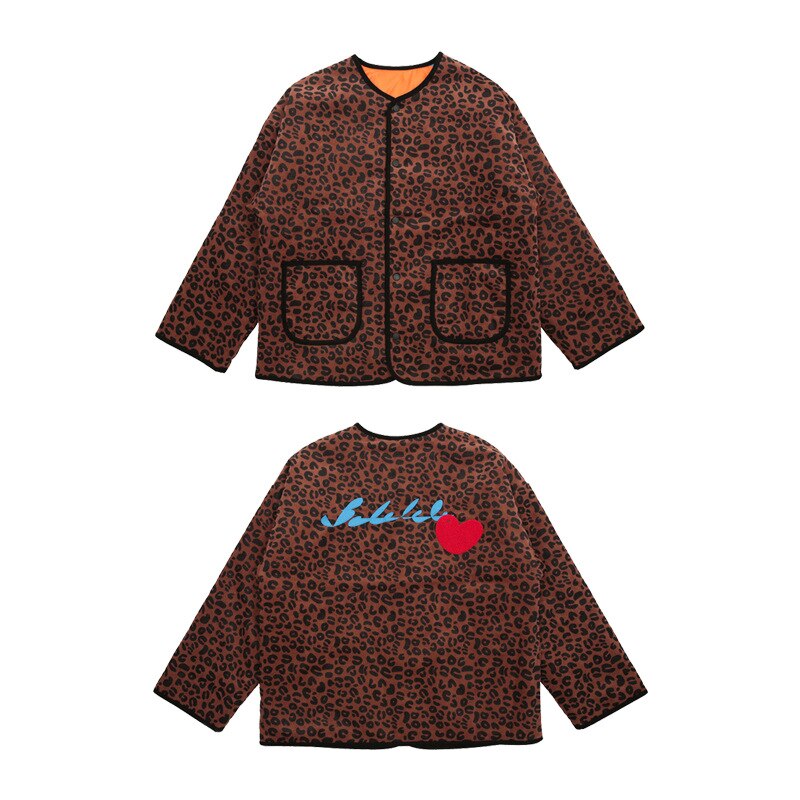 Børns bomulds polstret jakke tynd efterår / vinter piger leopard mønster corduroy jakke dobbelt ansigt bomuld frakke
