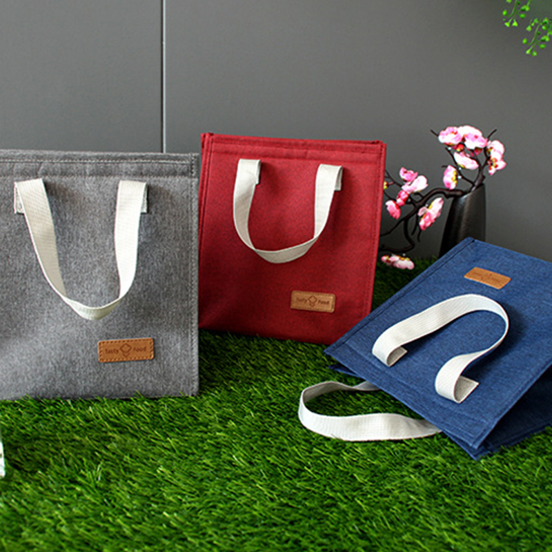 Lunch Bag Thermal Insulation Lunch Box Storage Handbag Solid Color Multifunctional Kid School Lunch Bags Picnic Food Pouch