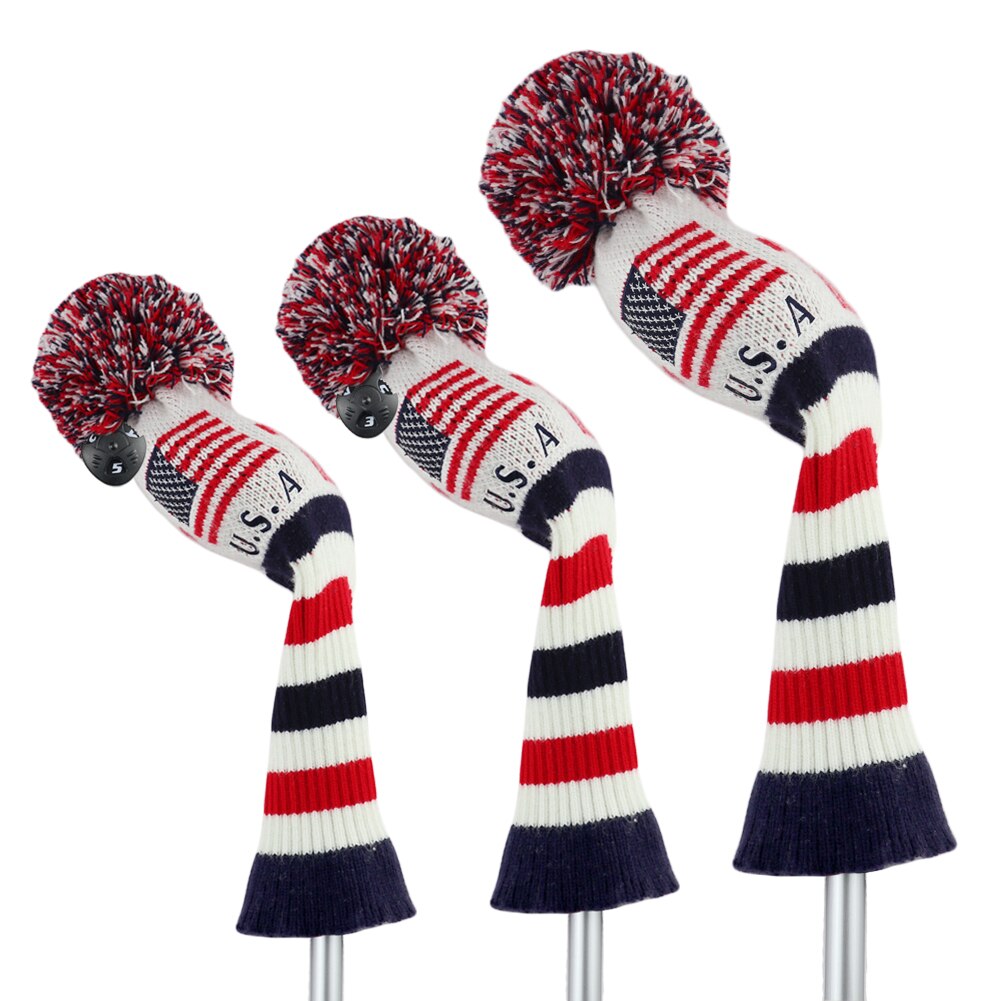 Golf Club Headcovers Driver Fairway Hybird 3Pcs/Set USA Knitting