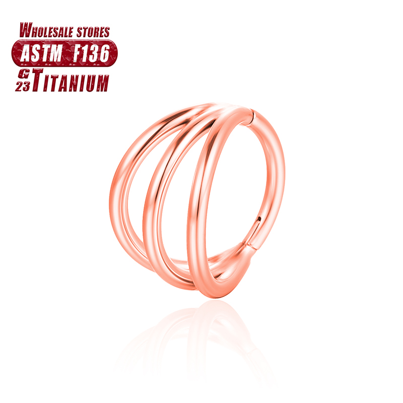 Piercing Septum Zirkoon Clicker F136 Titanium 3 Zijden Uit Neus Ringen Hoepel Scharnier Segment Helix Oorbel Sexy Lichaam Sieraden: Black / Silver Plated