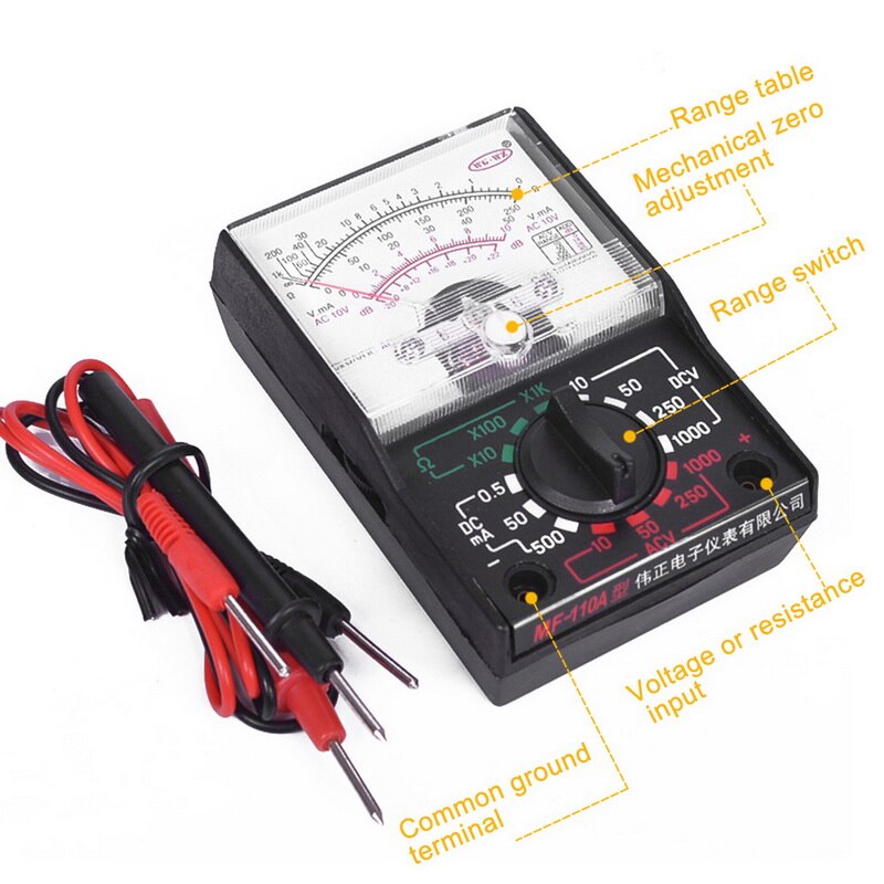 Multimeter Elektrische Ac/Dc Ohm Voltmeter Ampèremeter Multimeter Multi Tester MF-110A