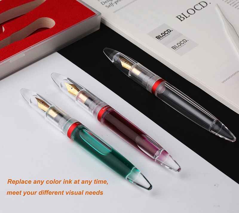 Moonman / MAJOHN M2 Dropper Fountain Pen Fully Transparent Large-Capacity Ink Storing Iridium Point 0.38/0.5mm Writing Set