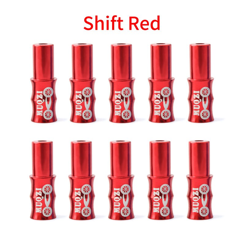 Muqzi 10 Stuks Kabel Cap Fiets Brake Cable End Cap Shift Draad End Cap 4Mm 5Mm Aluminium mountain Road Fiets Behuizing Onderdelen: Red Shifting