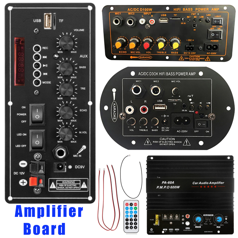 Forstærkerkort med Optisk Fiber 300W Hjemmebiograf Forstærkere Lyd Bluetooth AMP USB FM Radio TF Afspiller