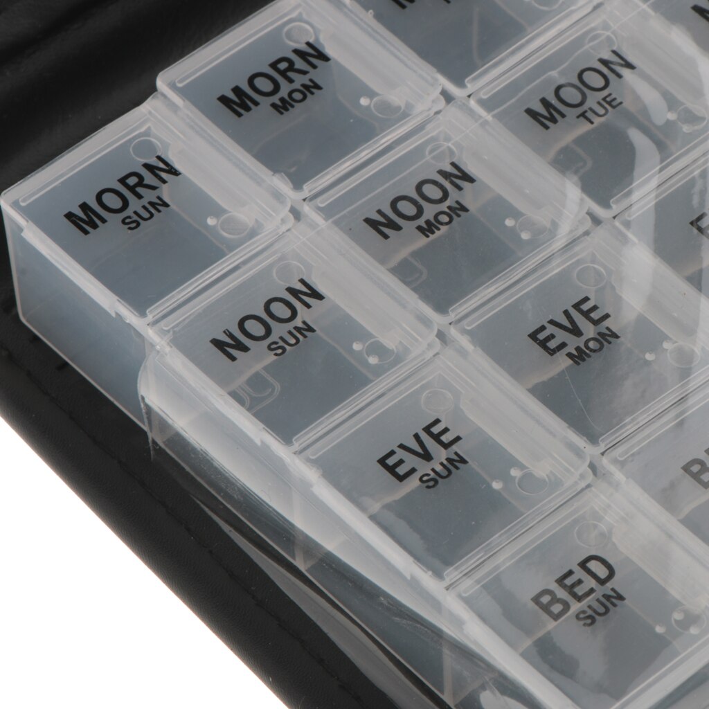 7 dages rejse 28 rum læder pung pille arrangør æske medicin arrangør med pille etui