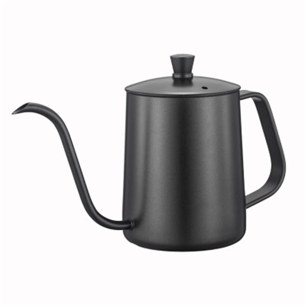 Stainless Steel Coffee Pot Coffee 600ml Moka Pot Long Mouth Coffee Kettle Hand Punch Pot for Drip Coffee Maker Lid Drip Teapot