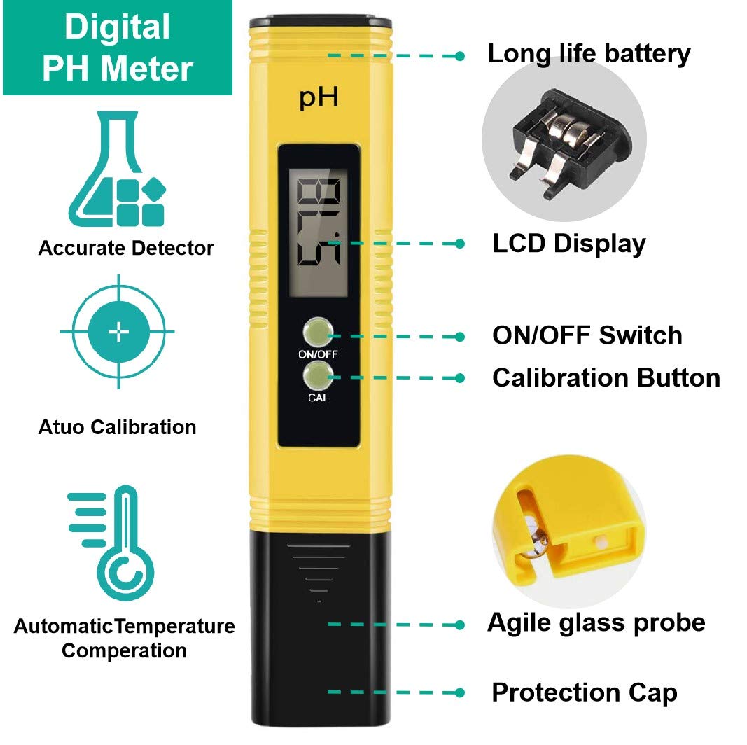 Digitale Ph Meter, ph Meter 0.01 Ph Hoge Nauwkeurigheid Water Quality Tester Met 0-14 Ph Meetbereik Voor Huishoudelijke Drinken