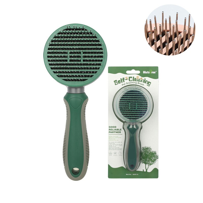 Cat Comb Self Cleaning Slicker Pet Brushes for Dogs Cats Removes Undercoat Tangled Pet Hair Massages Comb Cat Accessories: Green(Thick needle)