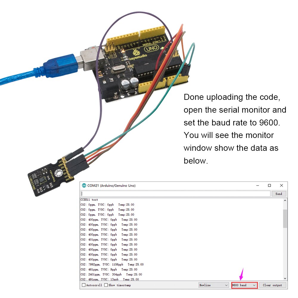 keyestudio CCS811 Carbon Dioxide/ Temperature Air Sensor for Arduino