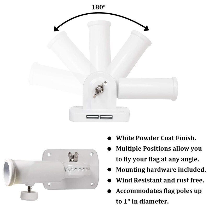 2 In 1 Multifunctionele Verstelbare Vlaggenmast Beugel Heavy Duty Aluminium Alle Weer Vlag Houder Wind Slip