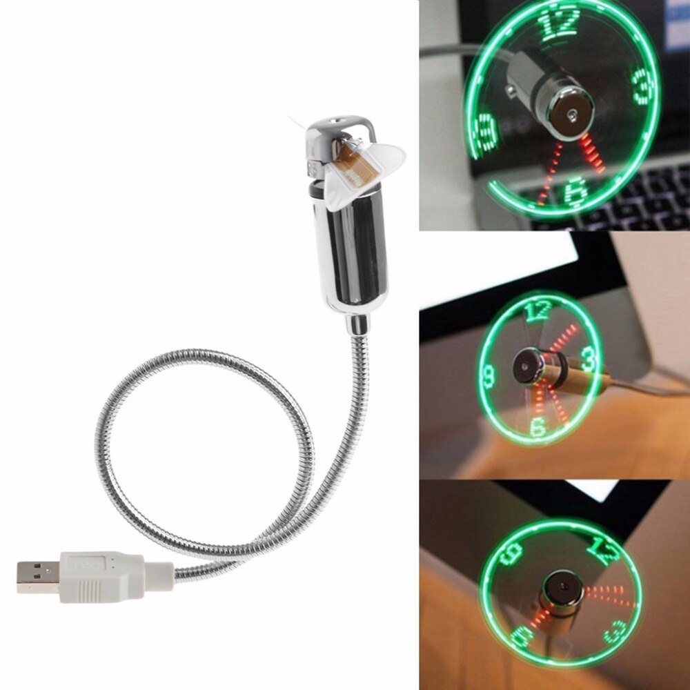 40Cm Cooling Flexibele Usb Powered Led Knippert Tijd Display Functie Klok Fan
