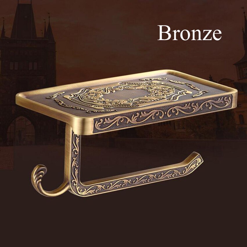 Aluminiumslegering antik bronze og sølv toiletpapirholder badeværelse mobil holder wc stang toiletpapir holder: Bronze