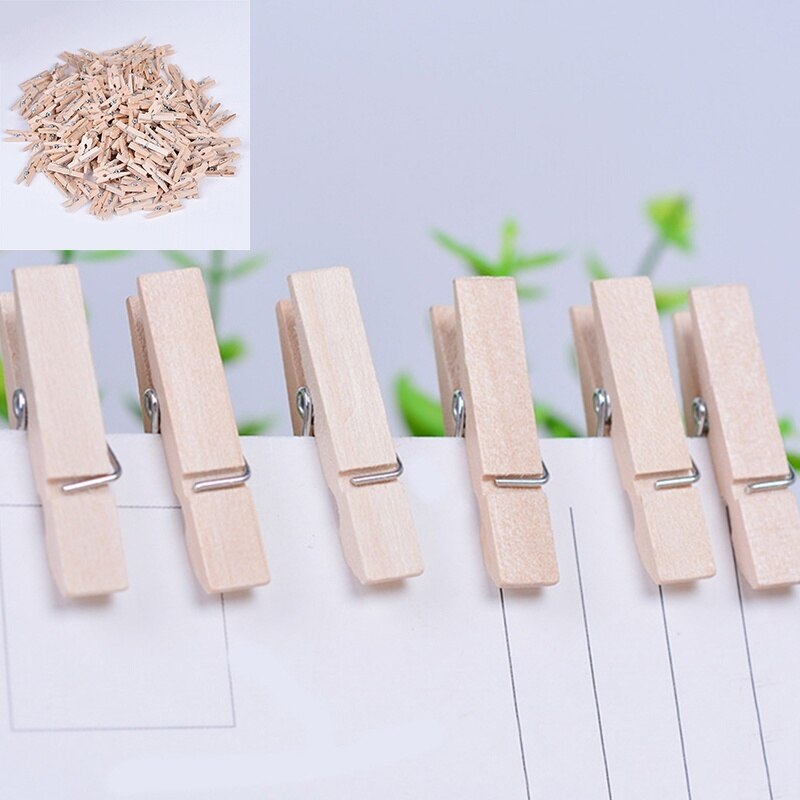 10/20/50PCS Craft Clips Party Home Decoration Mini Spring Transparent Clips Clothes Photo Paper Peg Pin Clothespin: 50pcs wood