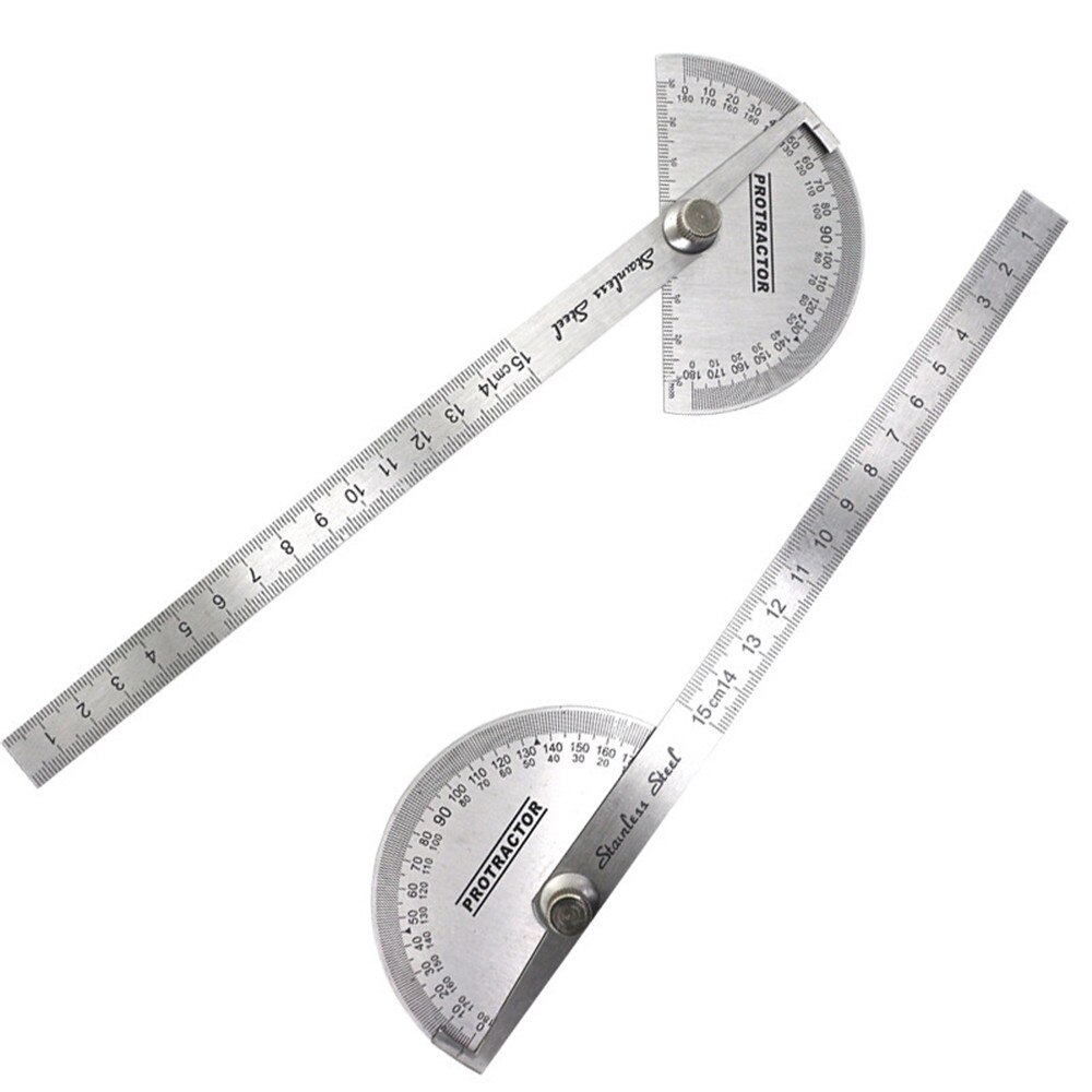 Stainless Steel Protractor Round Head Rotary Angle Rule metal Arm Ruler Adjustable Mathematics Measuring Tool Ruler 10cm