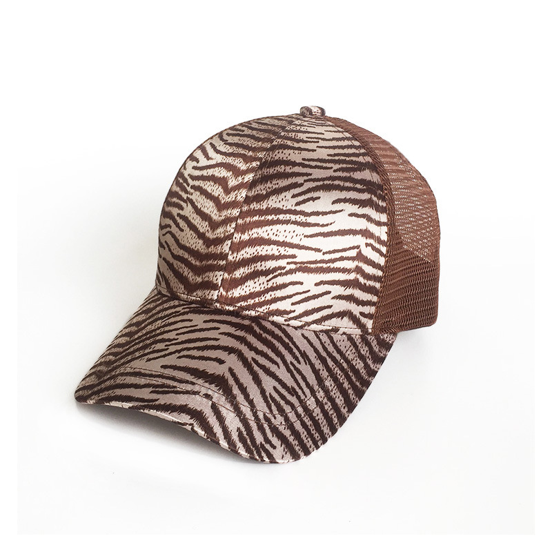 European and American animal leopard pattern rear opening ponytail hat baseball cap ladies sunshade sun hat: Shallow Tiger