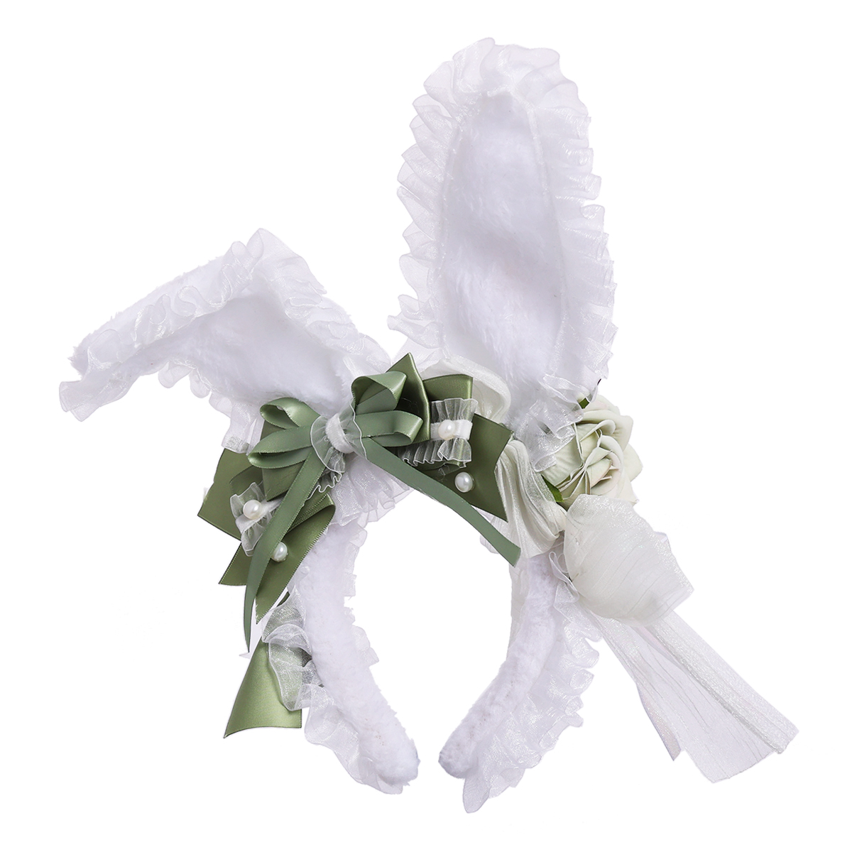 Diadema con Orejas de conejo para niña, tocado Kawaii de Lolita, tocado de conejo hecho a mano, KC japonés, dulce Conejo, ropa para la cabeza para el día de Pascua: green
