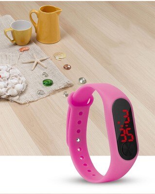 Vier Kleuren Kinderen Digitale Horloge Led Sport Horloge Casual Silicone Voor Kids Horloges Horloge Armband: rose red