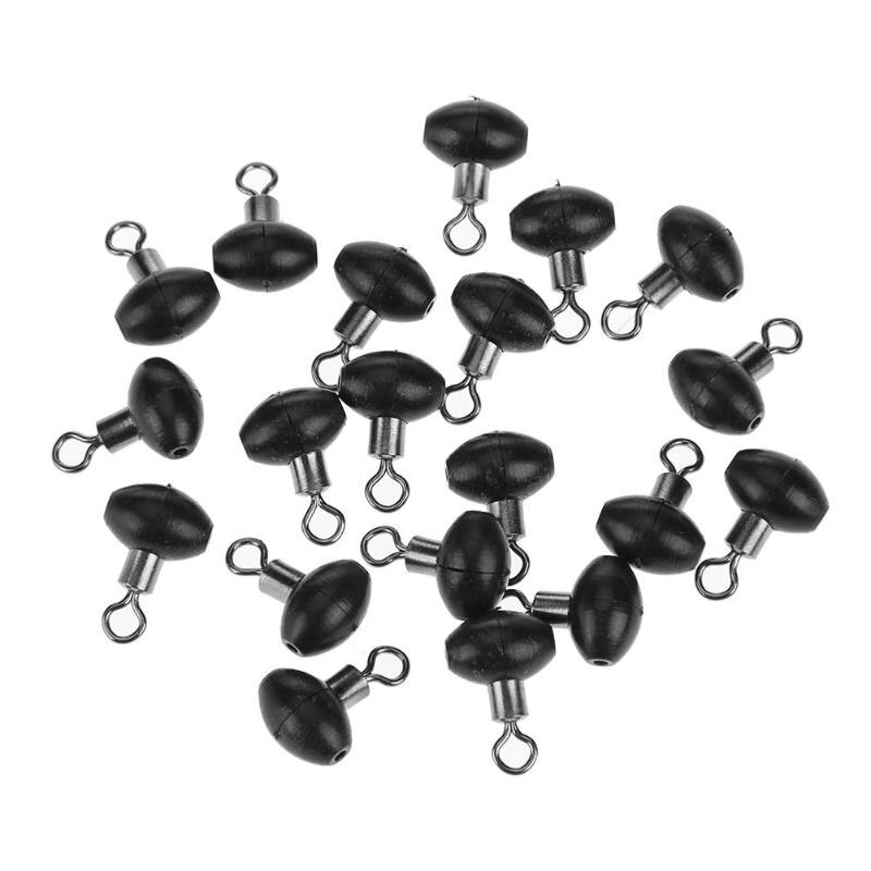 20 stuks Zwart Plastic Bead met Rollowing Swivel Rig Maken 3 Way Wartels Visgerei Gereedschappen Accessoires