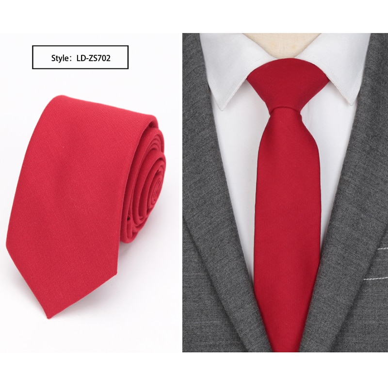 Men Skinny Tie Wool Ties for Mens Wedding Suit Business Party Slim Classic Solid Color Neck Tie Casual 6cm Red Necktie