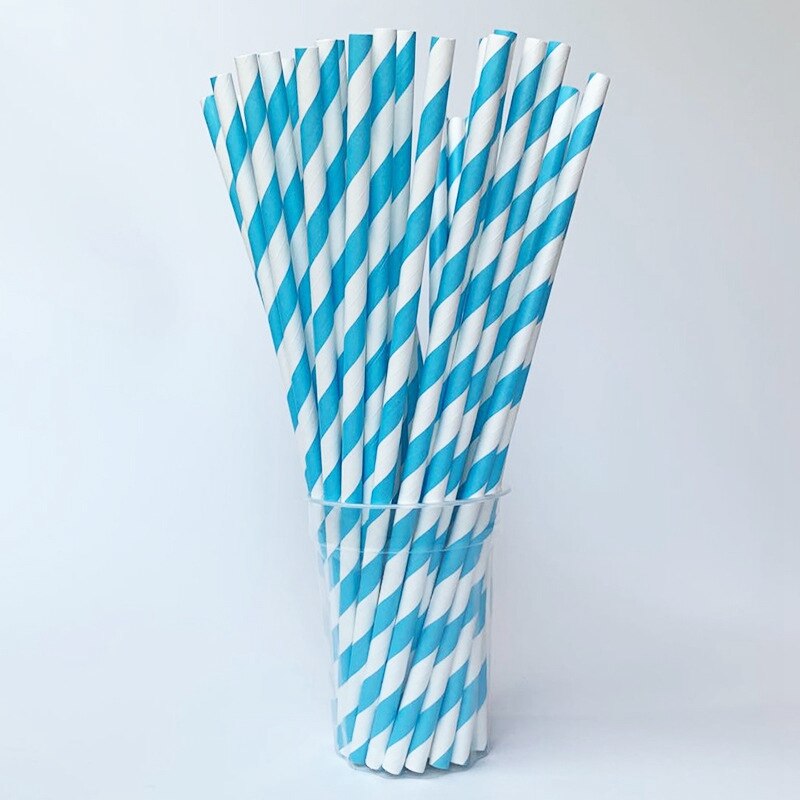25Pc Papier Rietjes Gestreepte Wegwerp Party Paper Rietje Servies Bruiloft Verjaardag Partij Decoratie Baby Shower Benodigdheden