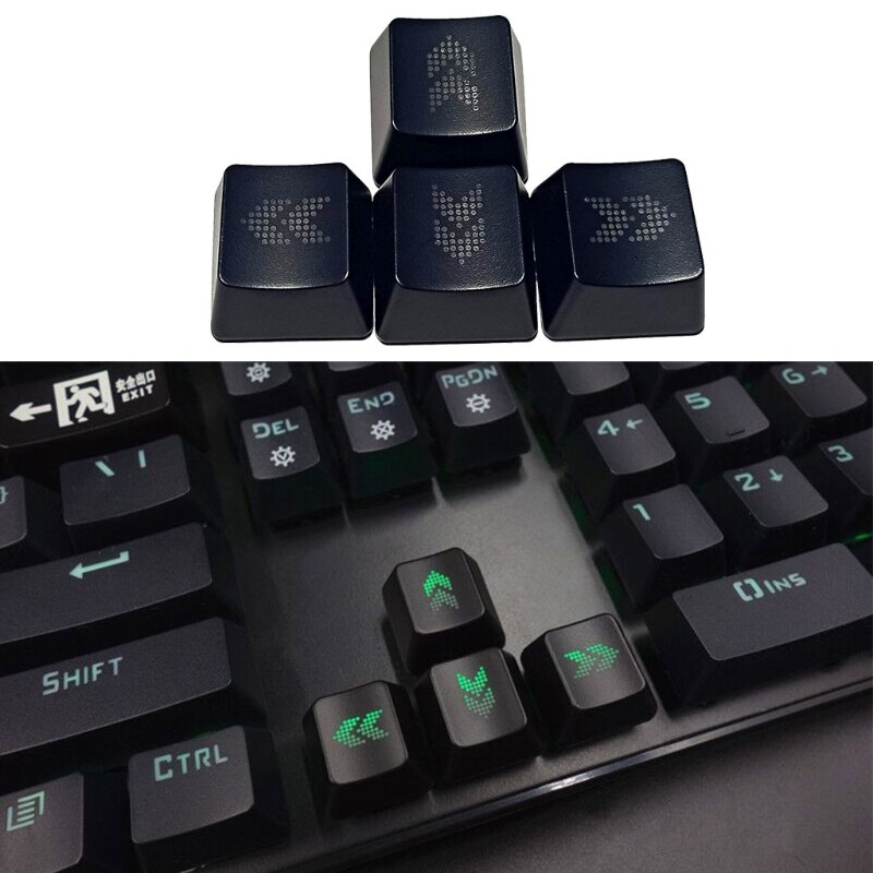 Durable ABS Direction Arrows Keys Keycaps OEM Profile Translucent Keycap Replacement for Mechanical Keyboard 4Keys/Set T5EE