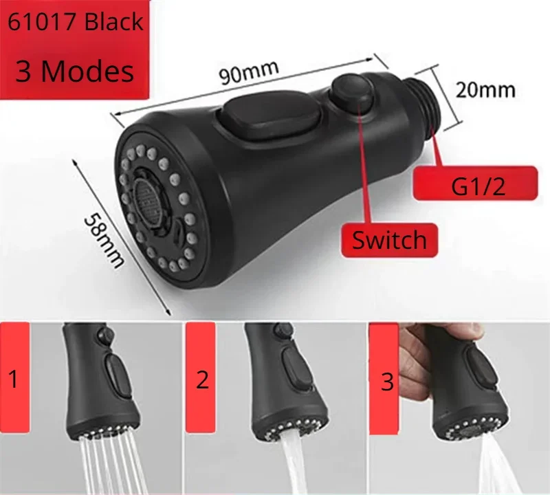 Kitchen Pull Out Faucet Sprayer Nozzle Sprayer ABS Durable Water Saving Shower Spray Head Bathroom Basin Sink Tap Replacement: army green