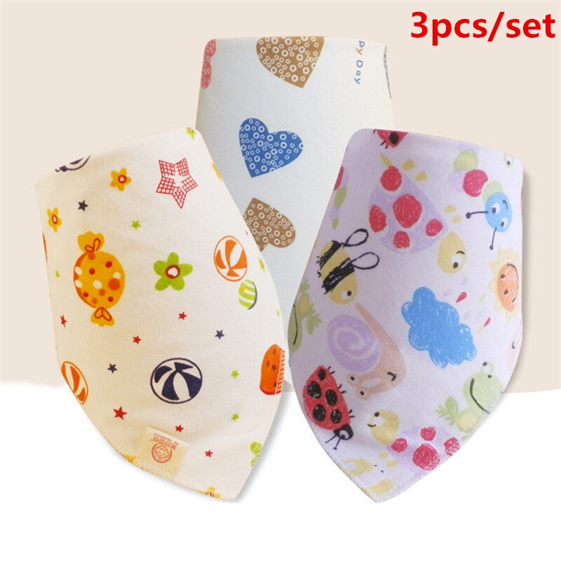 Bomuld baby hagesmæk kærlighed hjerte tørklæde sød ugle børn krave børn drenge piger halsvarmere tørklæder 3pc pr sæt trekant hagesmække