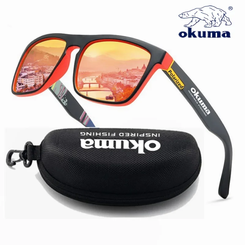 Okuma gepolariseerde zonnebril UV400 voor dames en heren, buitenjacht, vissen, fietsen, zonnebrillen optionele doos