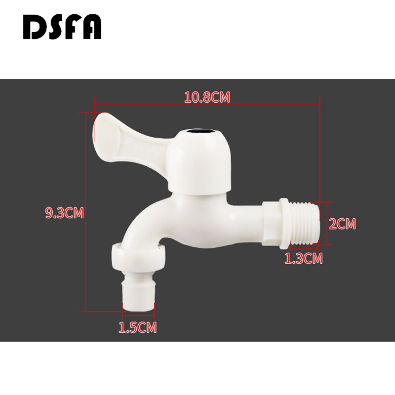 Plastic Faucet PP Washing Machine Water Tap 1/2" Male Thread White Bibcock Easy Install Garden Irrigation Connector