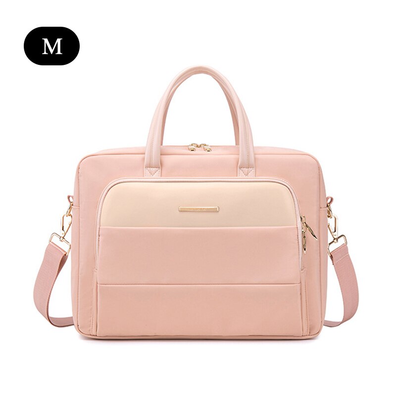 Capacity Briefcase Travel 13 14 15.6in Laptop Document Organizer Shoulder Bag Business Ipad Phone Notebook Storage Handbag X133C: Pink M