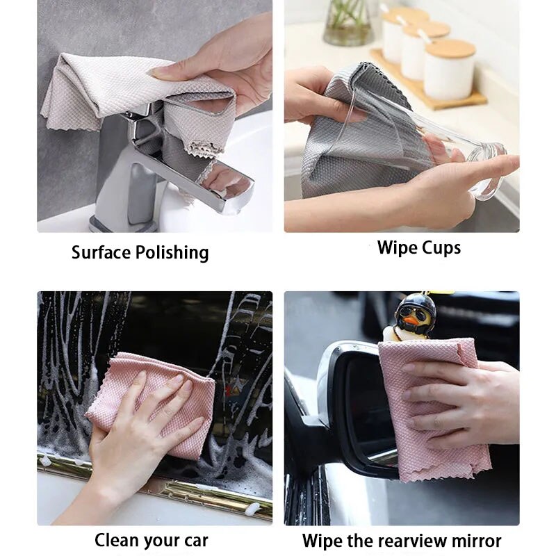 3 stück /5- teiliges einstellen küchenhandtuch, putzlappen, saugfähige glasreinigungstücher, mikrofasertücher, reinigungstücher für fenster und autos, mikrofasertücher