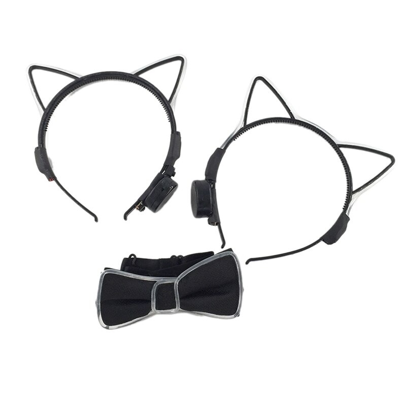 2 st halloween glödande kattöron barn hår båge leksak bröllopsfest headdwear lysande led pannband för flicka huvudbonad: Default Title