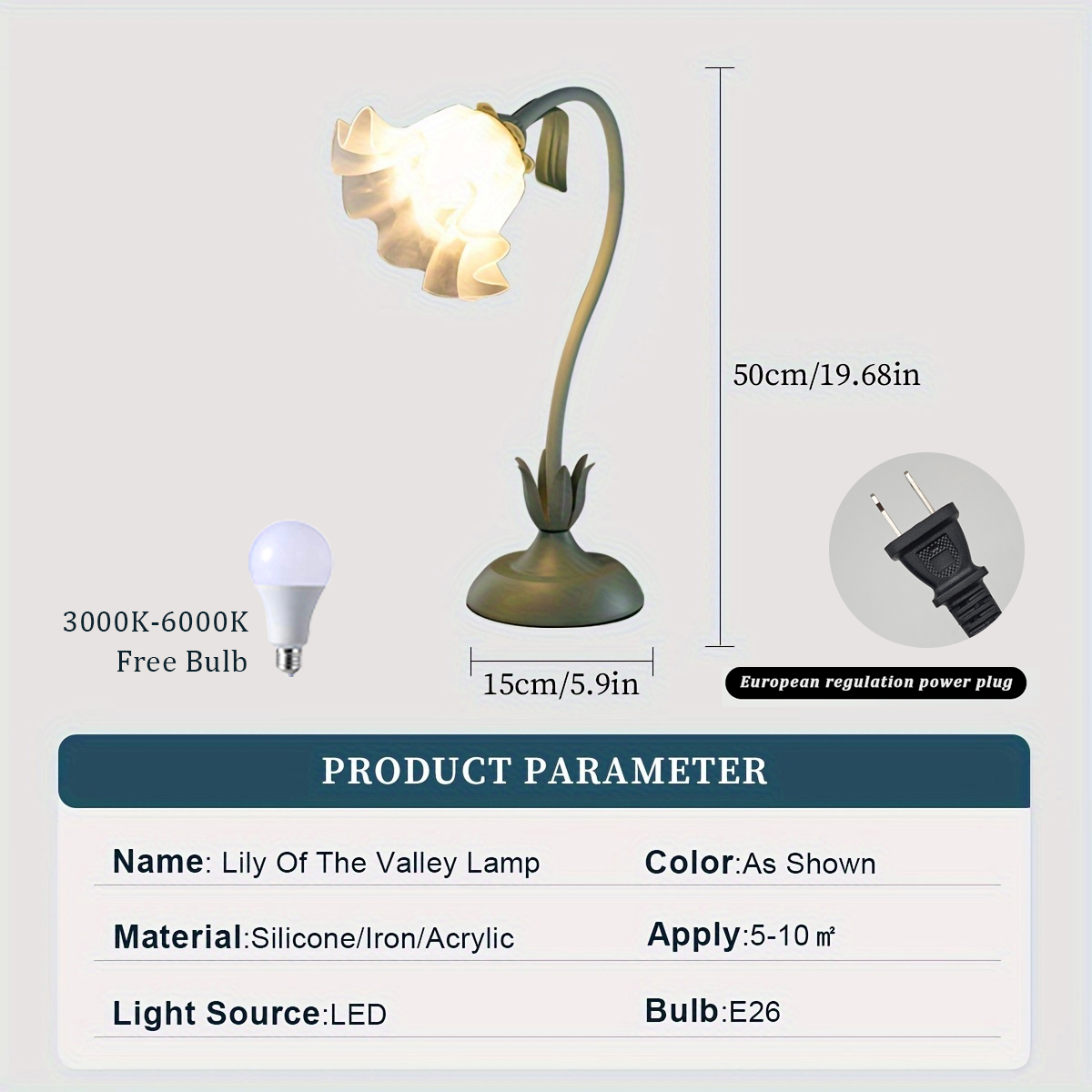 Vintage bedside lamp, flower lamp, living room decoration lamp, (color: green)E26LED lighting, adjustable direction lamp: Default Title