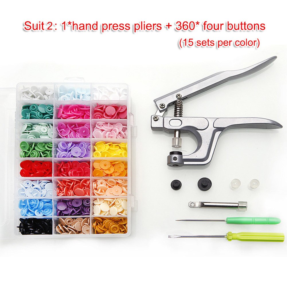 Fastener Snap Pliers & T5 Snap Poppers Plastic Buttons Kit Snaps Buttons DIY Sewing And Crafting Tool: 360pcs