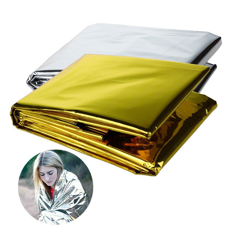 First Aid Rescue Blanket 160*210cm Outdoor Waterproof Emergency Blanket Lifesaving Thermal Insulation Gold Silver Double Color