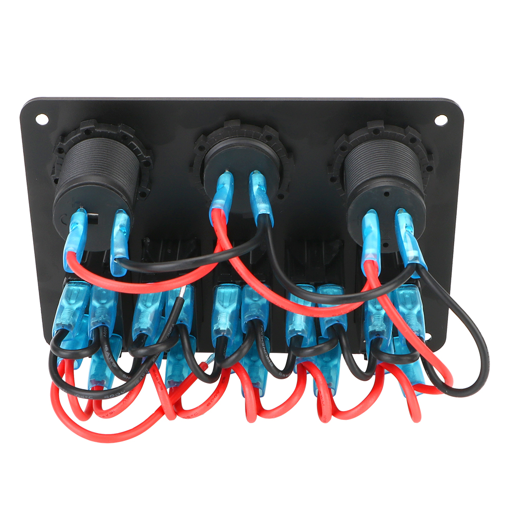 Digital spenning dobbel usb-spor stikkontakt vanntett 5- gangs led vippebryterpanel 12/24v uttak kombinasjon med sikring