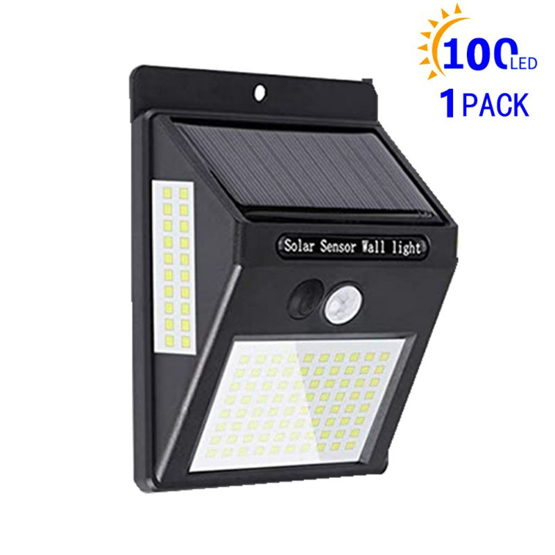 Solar Lights Outdoor 270° Lighting Angle Wireless IP65 Waterproof Outdoor Solar Security Light For Porch Garden Yard Fence Patio: 100LED 1Pack