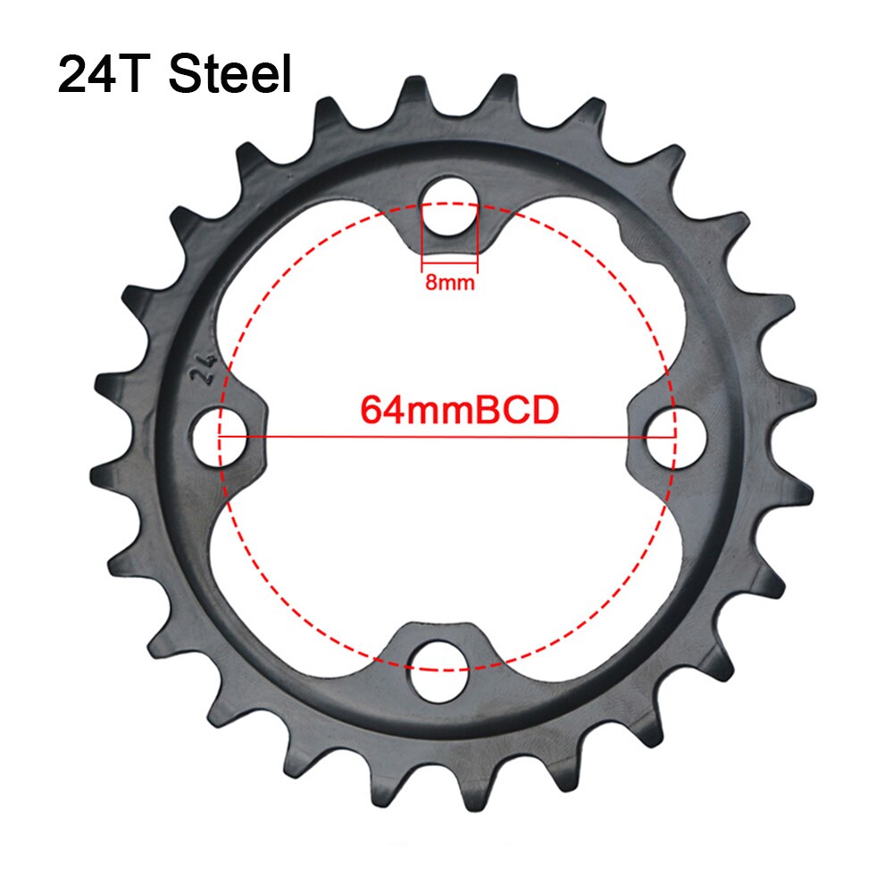 Plateau de pédalier Double 64BCD 104BCD pour vtt, 22, 24, 26, 28, 36, 38 dents: 24T Steel