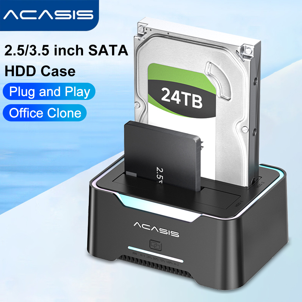 Acasis Dual-bay Hard Drive Docking Station Case for 2.5 3.5 SSD Disk Case HDD Box Dock Hard Drive Enclosure with Offline Clone