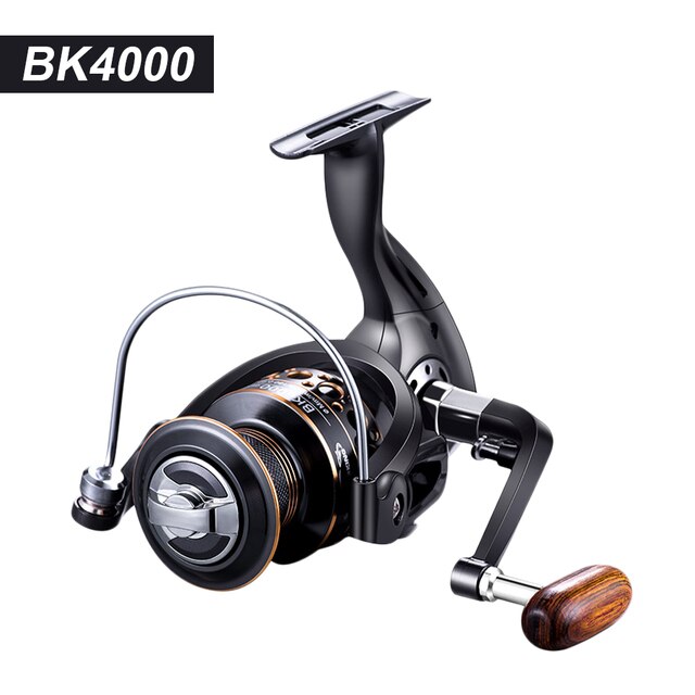 Fishing Spinning Reel 4.7:1 Ratio Ultra Smooth Wooden Knob Powerful Fishing Reel for Freshwater Saltwater Metal Fishing Vessel: BK4000