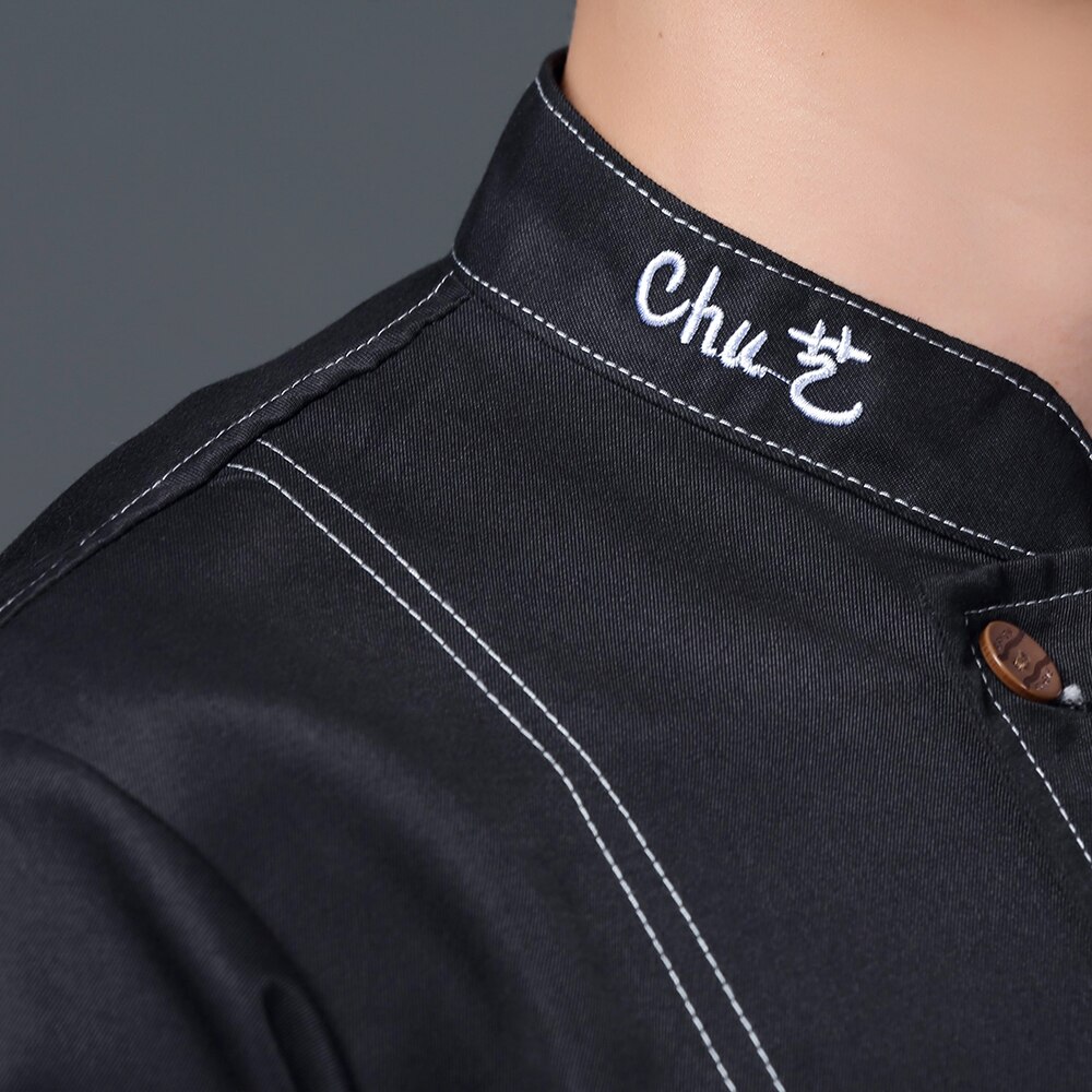 unisex uniforme de cocina para chef panadería servicio de comida chef de manga corta transpirable camisa doble-breasted chaqueta de chef ropa