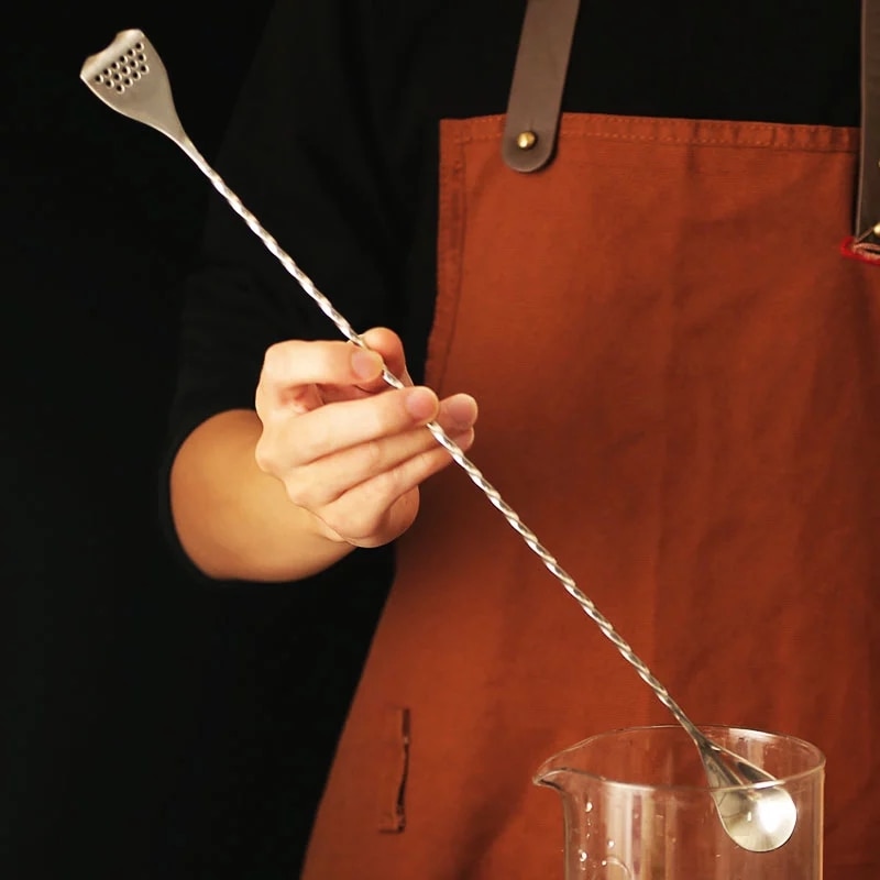 40cm Stainless Steel Cocktail Bar Spoon Japanese Style Best Bartender Bar With Strainer Tail Silver Copper Gold Barware
