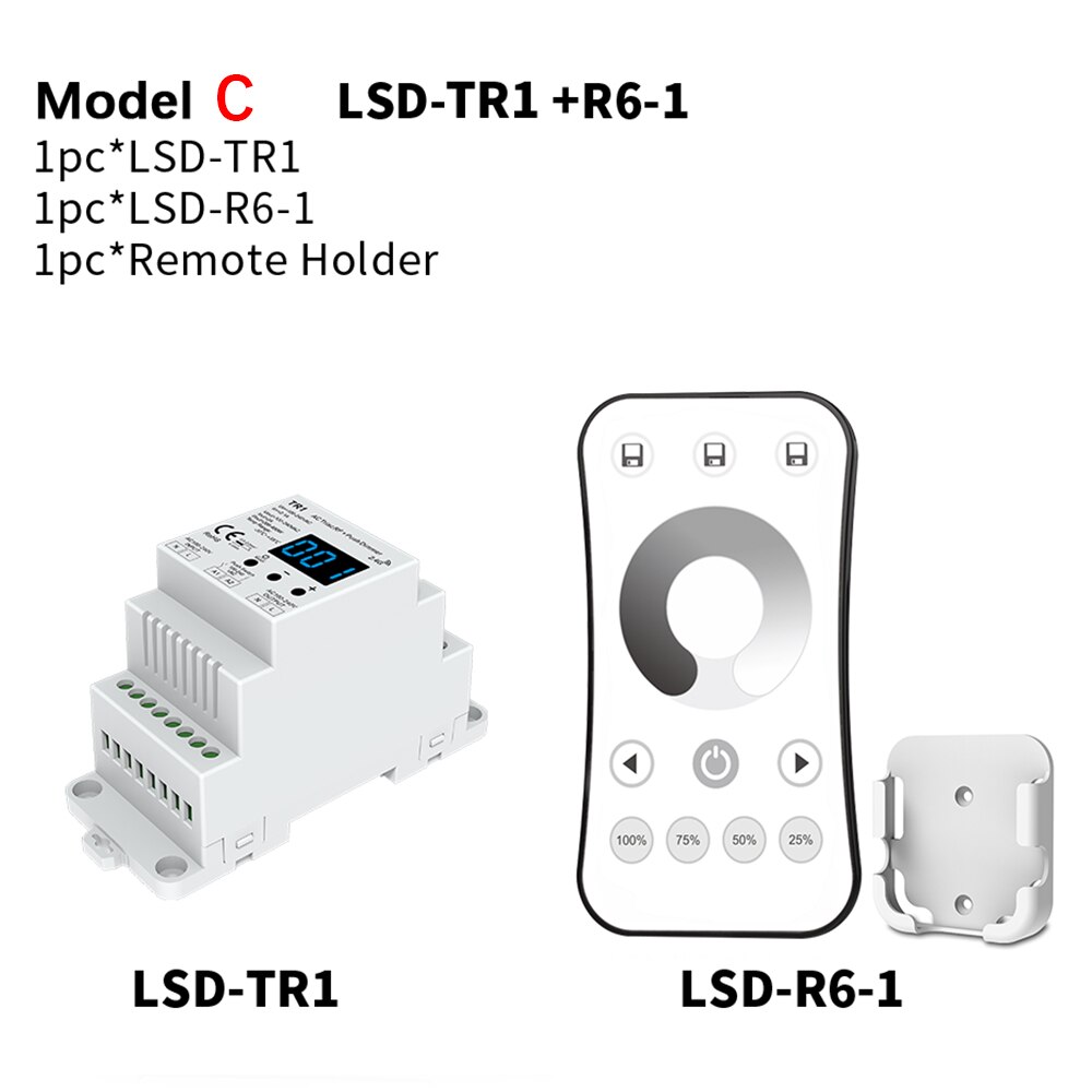 Dimmer LED 220V 230V 110V AC Triac Wireless Wifi RF Dimmable Push Switch with 2.4G Remote Dimmer Switch DIN Rail LED Lamp Bulb: Model C