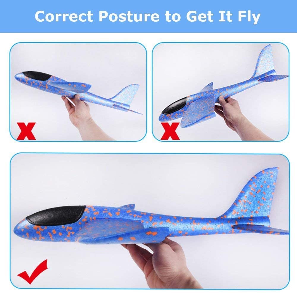 50CM Big Foam Plane Flying Glider Toy With LED Light Hand Throw Airplane Outdoor Game Aircraft Model Toys for Children Boys