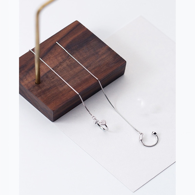 Inzatt Prachtige Dangle Oorbellen Hart Oorbellen Voor Vrouwen Wedding Lange Tassel 925 Sterling Zilveren Sieraden Bijoux